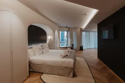 a bedroom with a large bed in a room at Hotel Petit Luxe in Terrassa