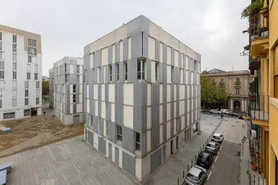 an external view of a building in a city at Hotel Lyon in Barcelona