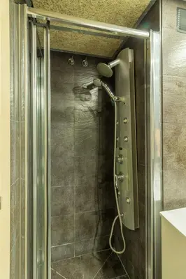 a shower with a shower head in a bathroom at Barnapartments Raval in Barcelona