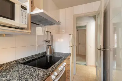 a kitchen with a sink and a refrigerator at Stay U-nique Apartments Torre Damians in Barcelona