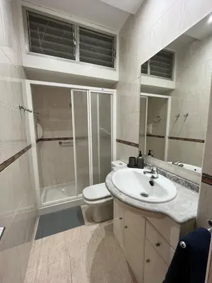a bathroom with a toilet and a sink and a shower at Apartamento St Zenon in Arenys de Mar