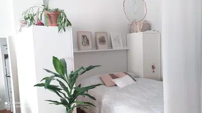 a bedroom with a bed and a potted plant at Studio doria in Sant Boi del Llobregat