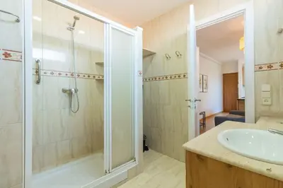 a bathroom with a shower and a sink at BeBarceloner Sant Andreu Apartments - Studio in Barcelona