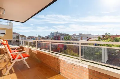 a balcony with a view of a city at Excelente ubicación en Vilafranca del Penedes in Vilafranca del Penedès